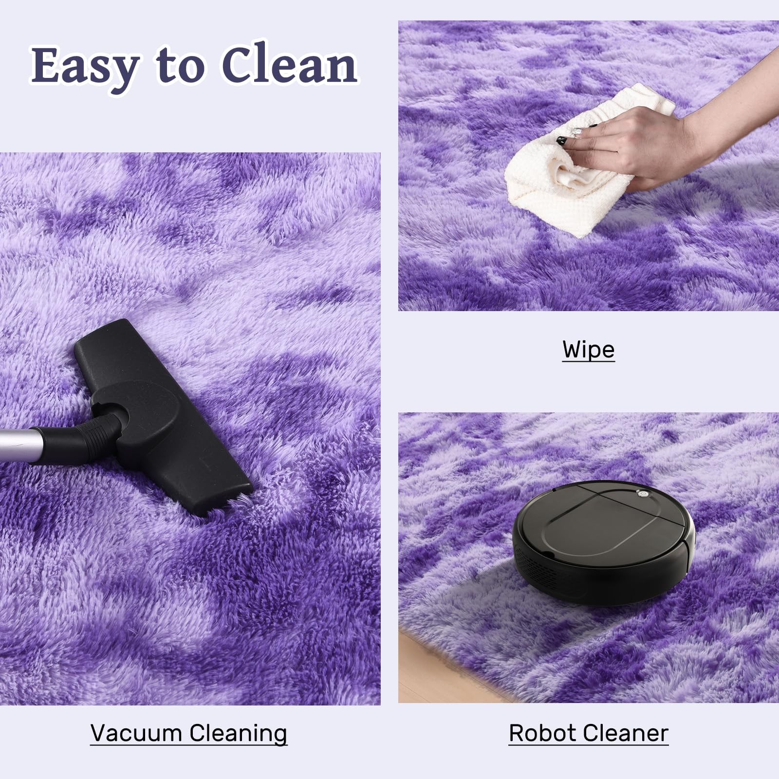 LòUtiroot Home 6X9 Purple White Rug Fluffy Living Room Rugs Girlsplush Soft