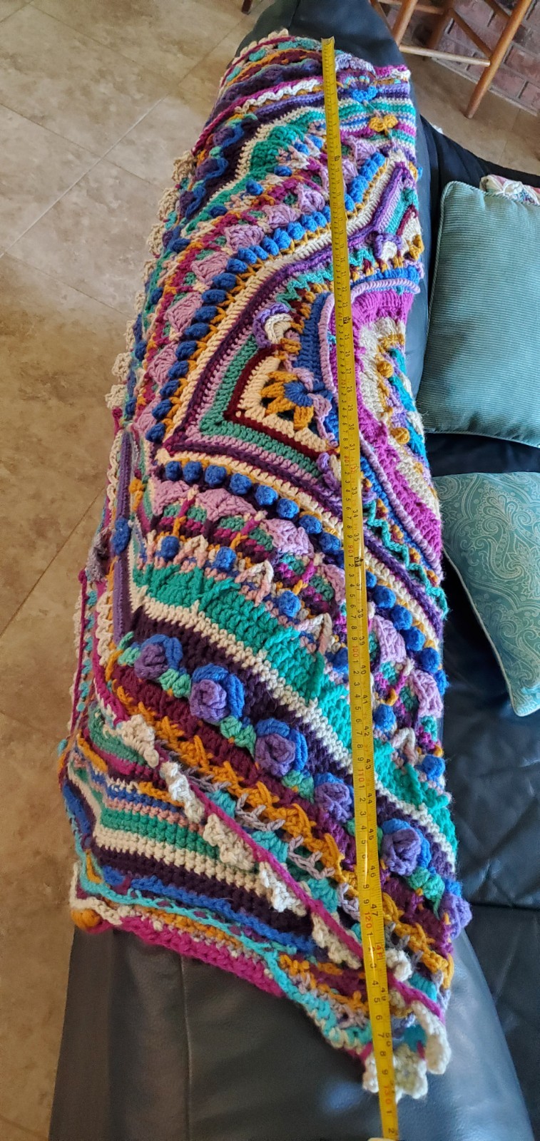 Handmade Crochet Multi Colored Afagan Blanket Throw Rug Shabby Chic Flower