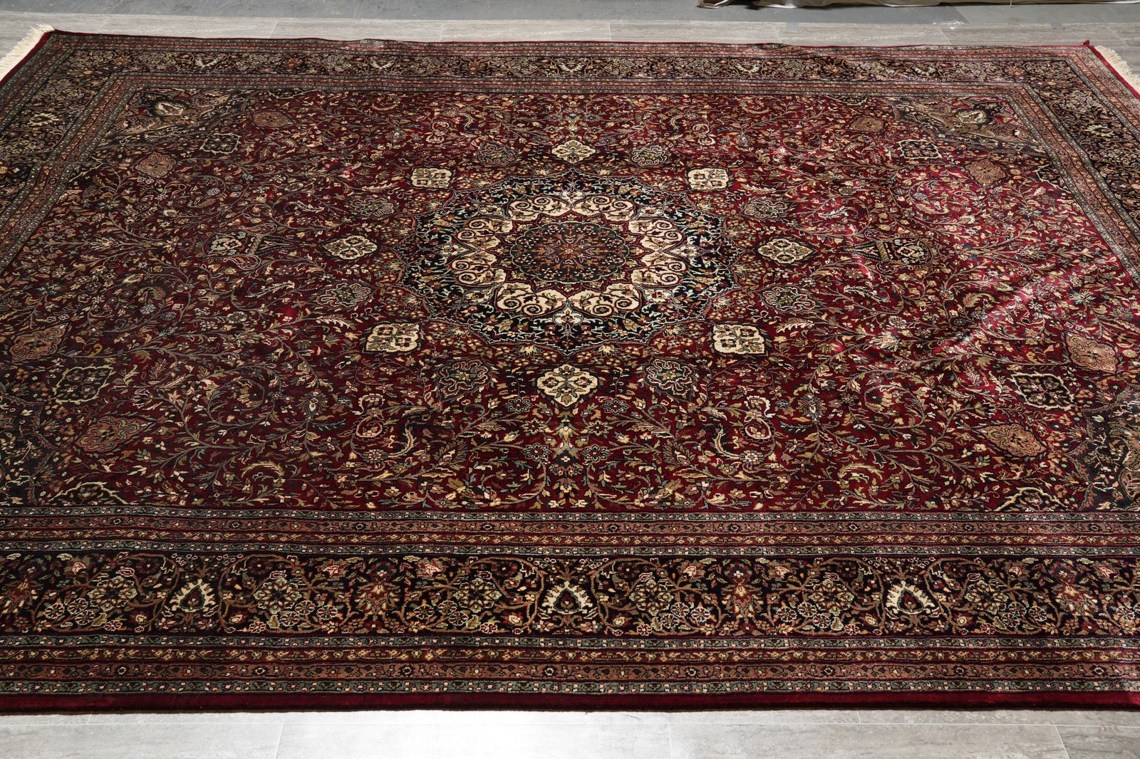 9 x 12 Hand-Knotted Rug Burgundy Lustrous Dense Wool #PIX-10128