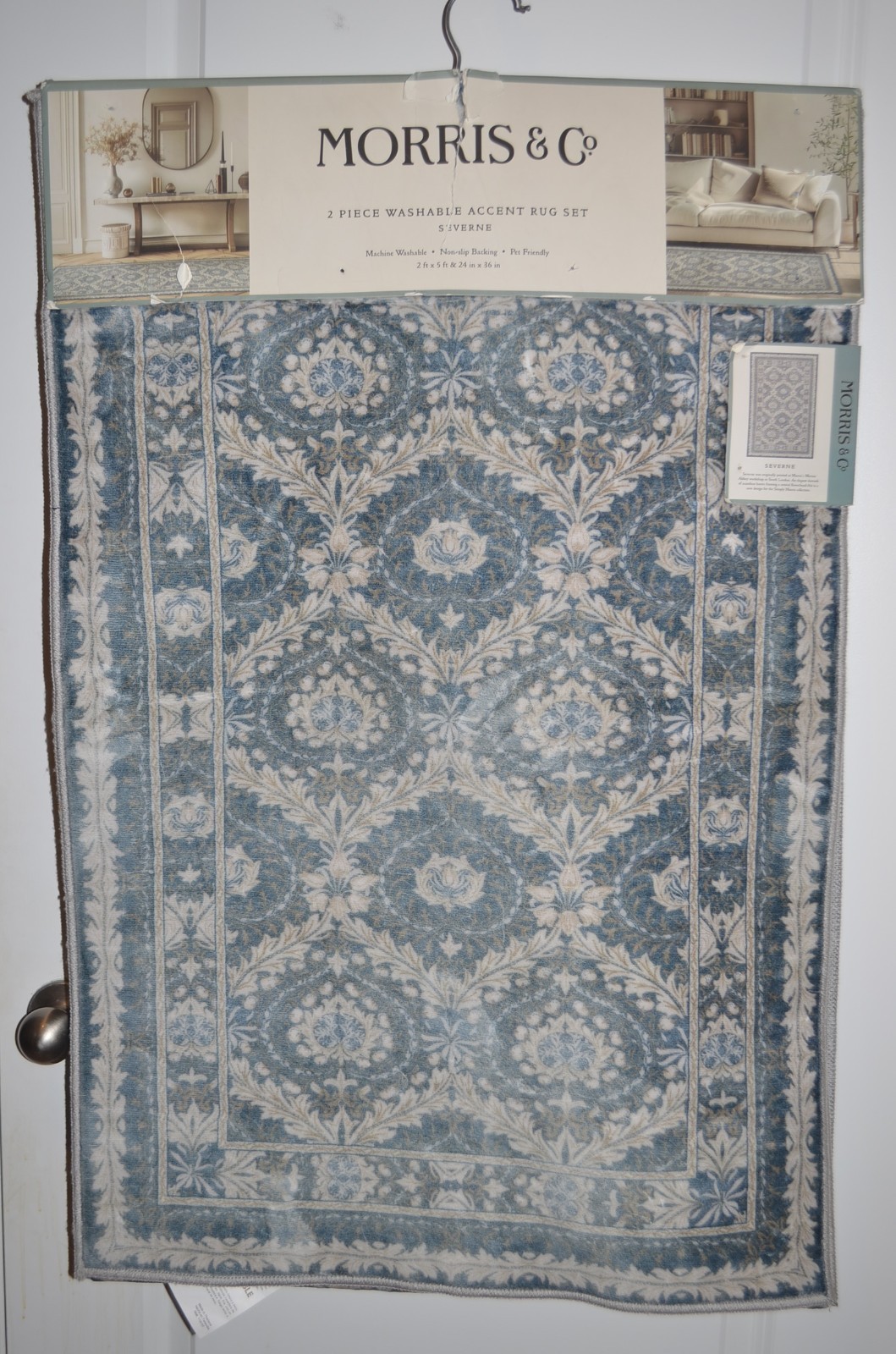 NEW Morris & Co 2 Piece Accent Rug Set Severne 2’x5′ Washable 24″x36″