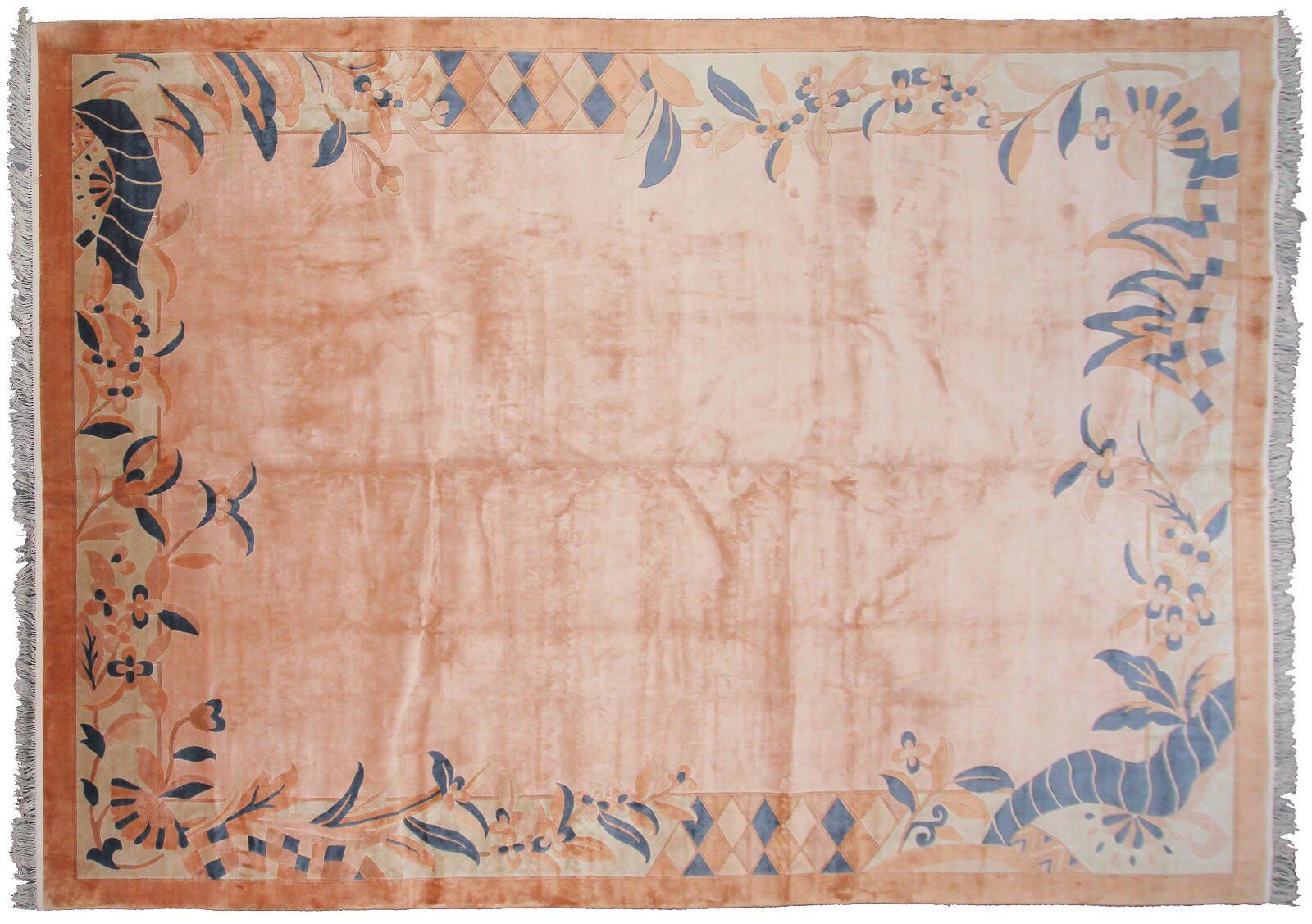 Rare Vintage Art Deco Rug Silk Chinese Rug Art Nouveau Handmade Rug Pink 8×11