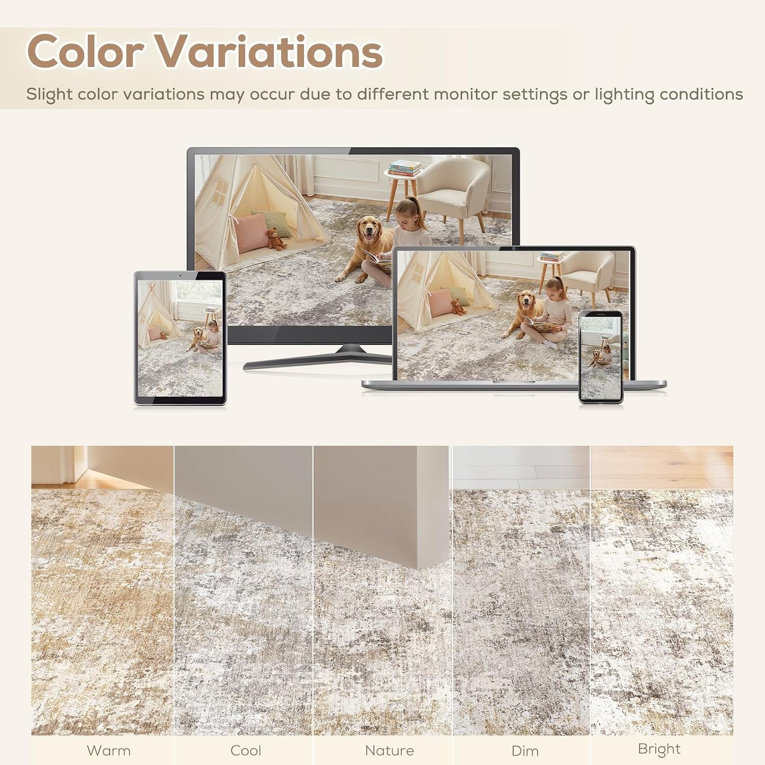 6X9 Modern Abstract Washable Area Rug – Non-Slip Backing for Kid & Pet Safety