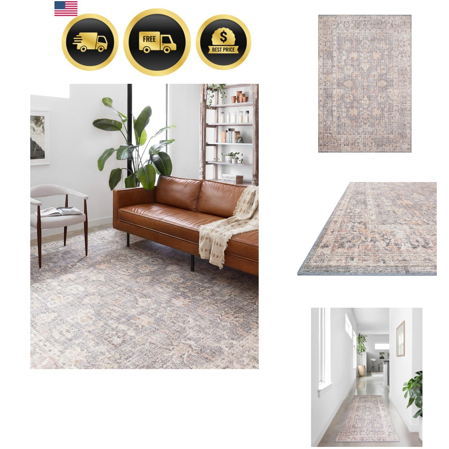 Skye Grey/Apricot 2′-6″ x 10′-0″ Runner Rug | SKY-01 Printed Approx. 3×10 Hal…