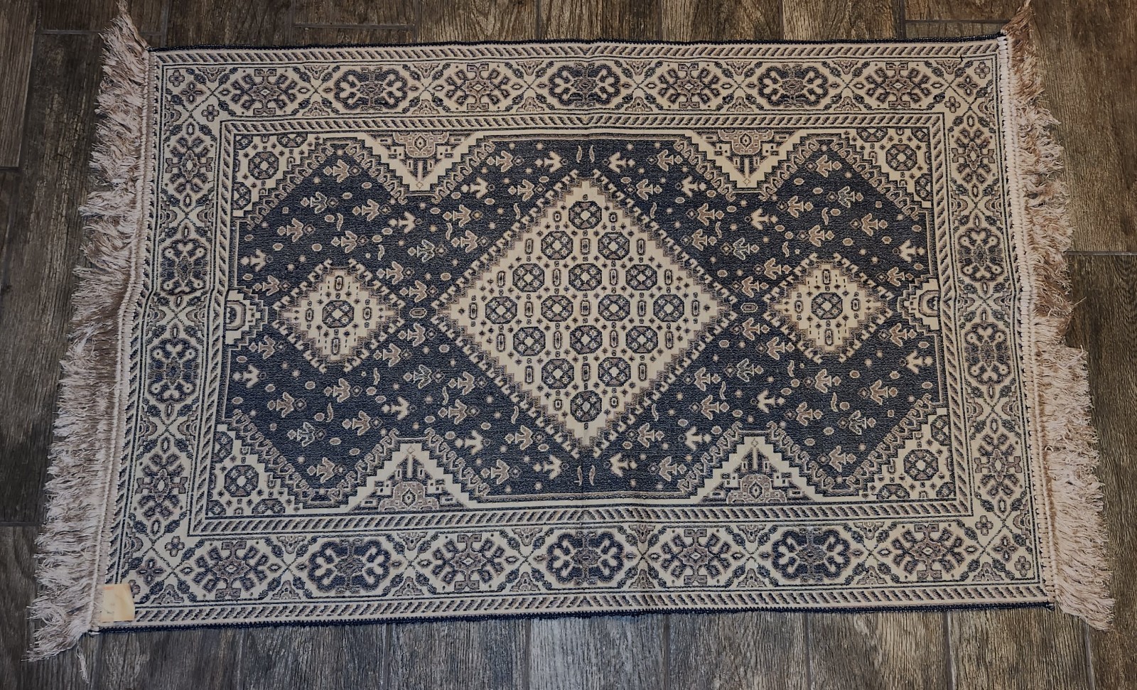 BRAND NEW Vintage Manatex Moroccan Morocco Throw Tapestry Rug Dark Blue 28 X 42