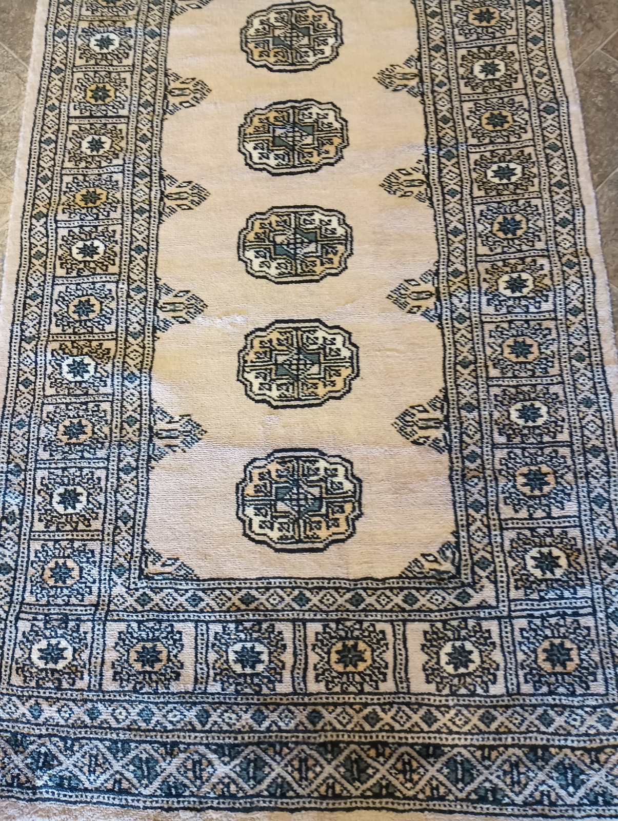 Small Rug Beige Bokara Hand-Knotted Wool #F-5844