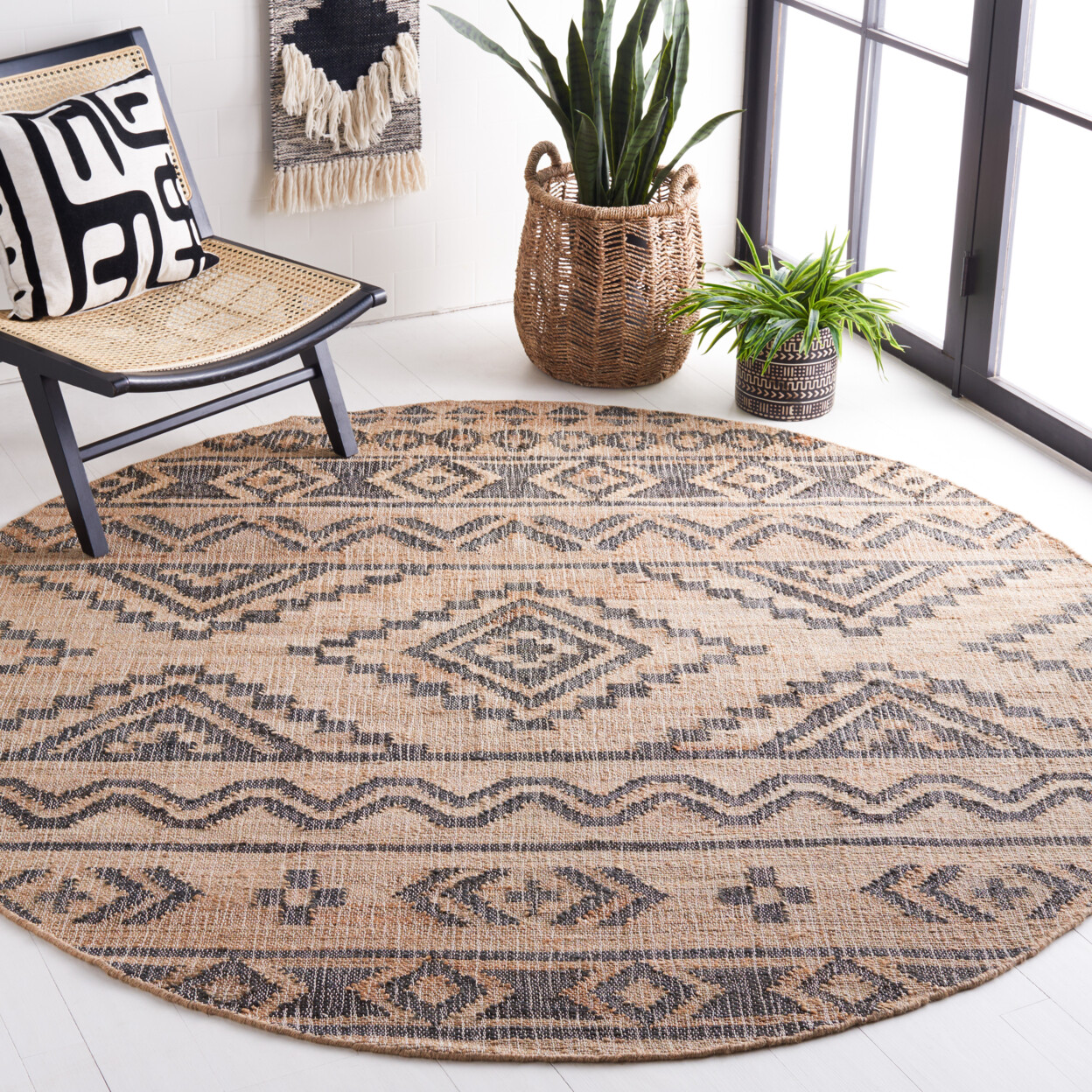 SAFAVIEH Kilim KLM751A Handmade Natural / Charcoal Rug