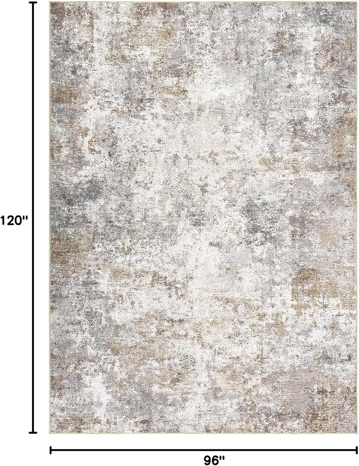 8×10 Area Rug Living Room Rugs – Washable Neutral Modern Abstract Soft Thin L…