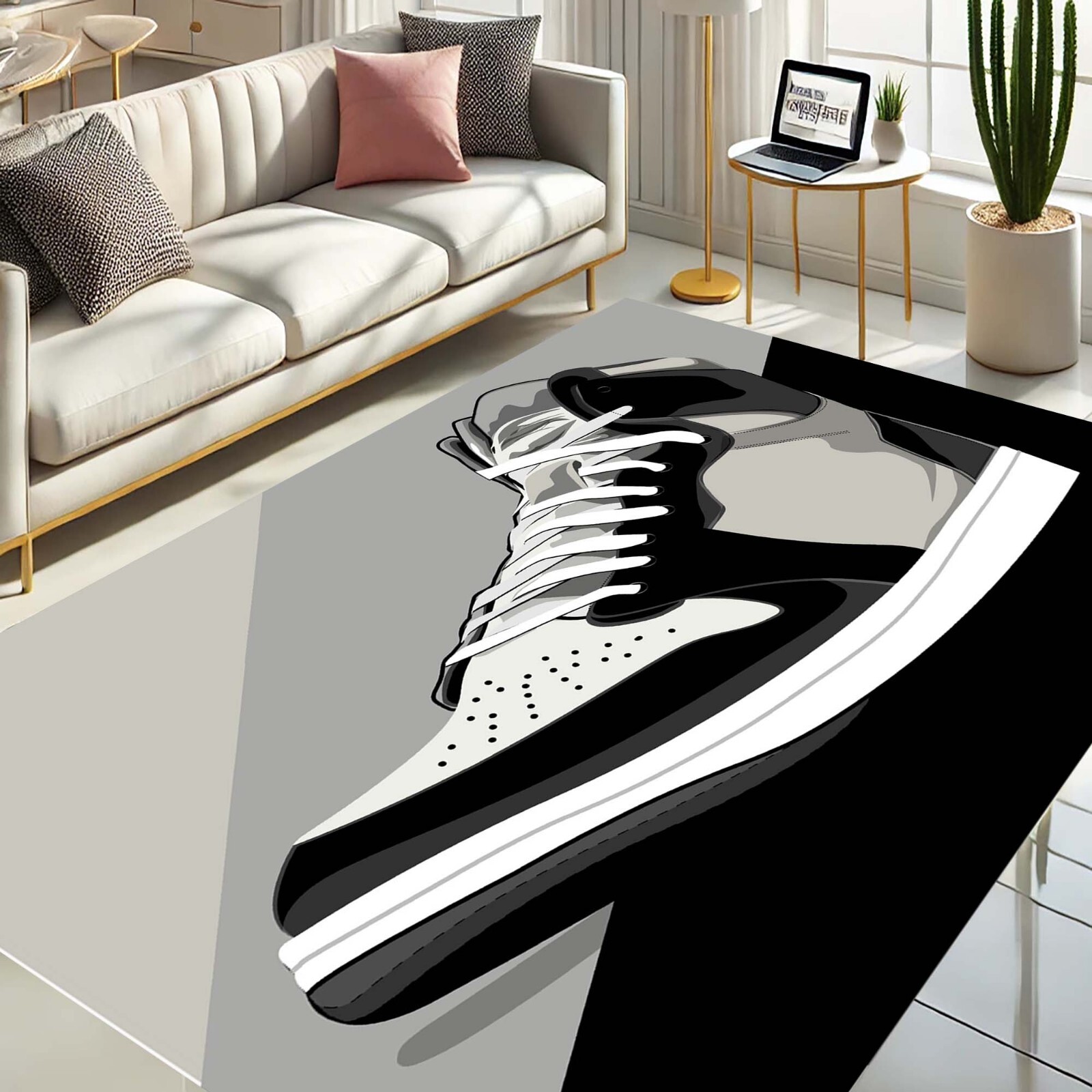 Sneaker Wall Art, Modern Shoe Print, Black White Poster, Streetwear Decor, Hypeb