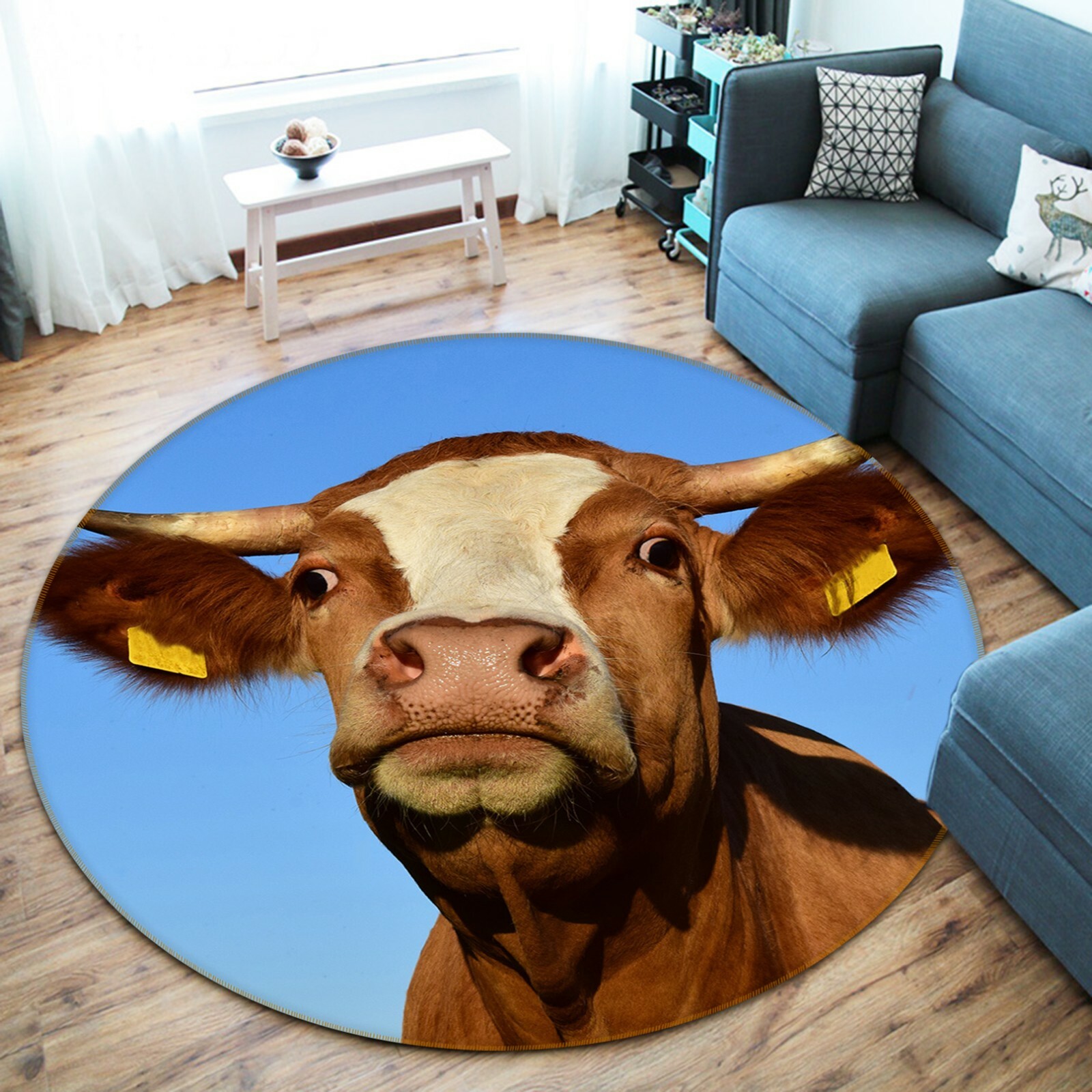 3D Dairy Cow Head C64 Animal Non Slip Rug Mat Elegant Photo Carpet Zoe