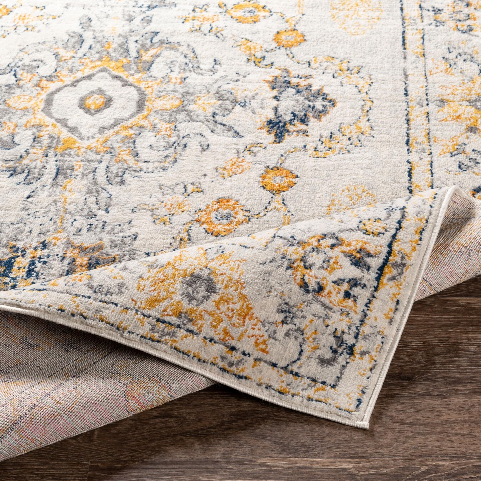 Livabliss – Vintage Boho Yellow Rug For Living – Gray