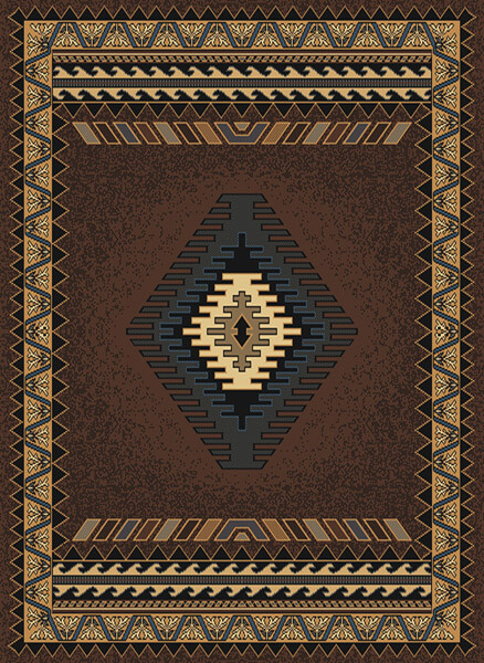 BROWN southwestern APACHE style CARPET 6X8 icon AREA rug : Approx 5′ 3″ x 7′ 10″