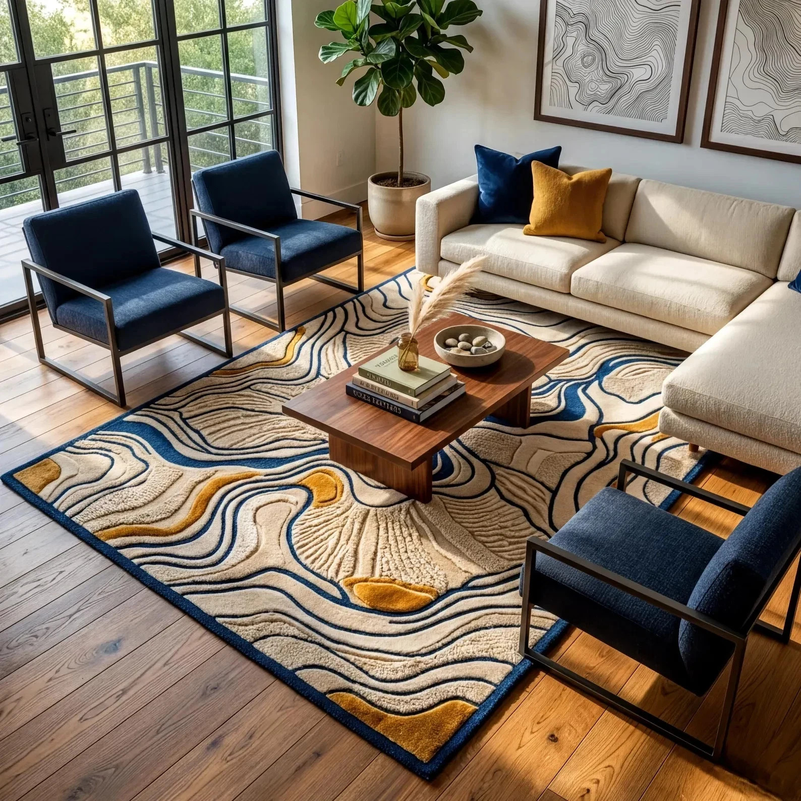 Modern Abstract Wool Rug, Hand Tufted New Zealand Wool Area Rug Luxury Room Rug