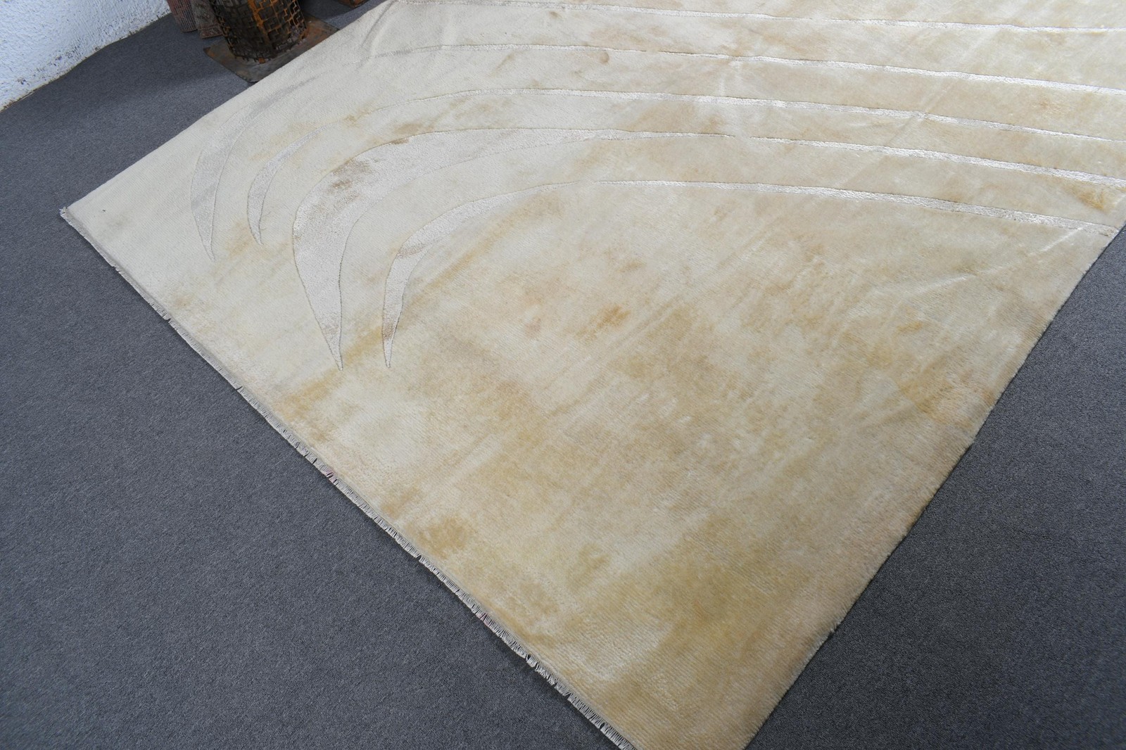 Turkish Large Rug, 6,3×9,3 ft Vintage Rug, White Wool Rug