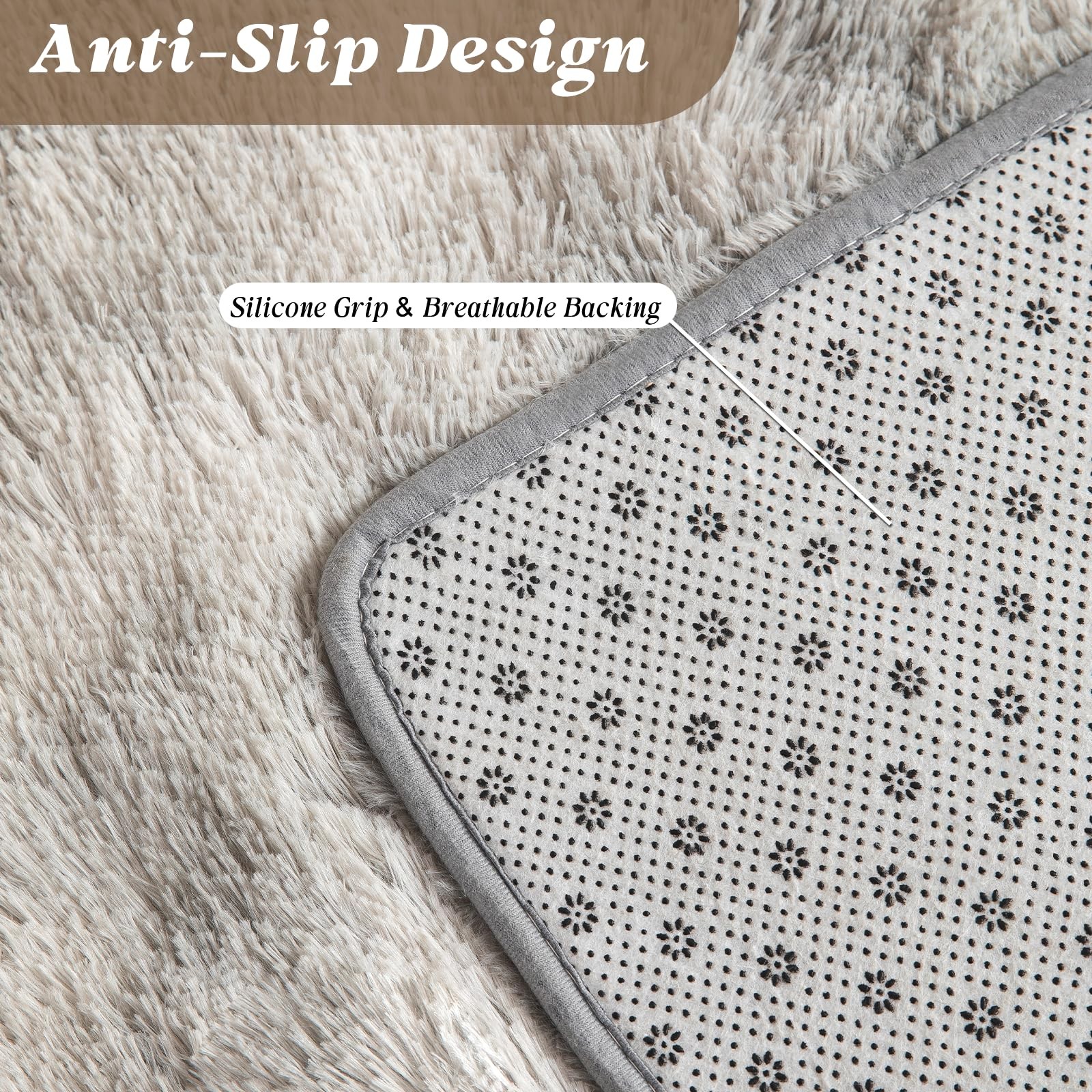 Premium Shag Area Rug 4’x6′, Tie-Dye Grey Ultra Plush Rugs for Living Room, N…