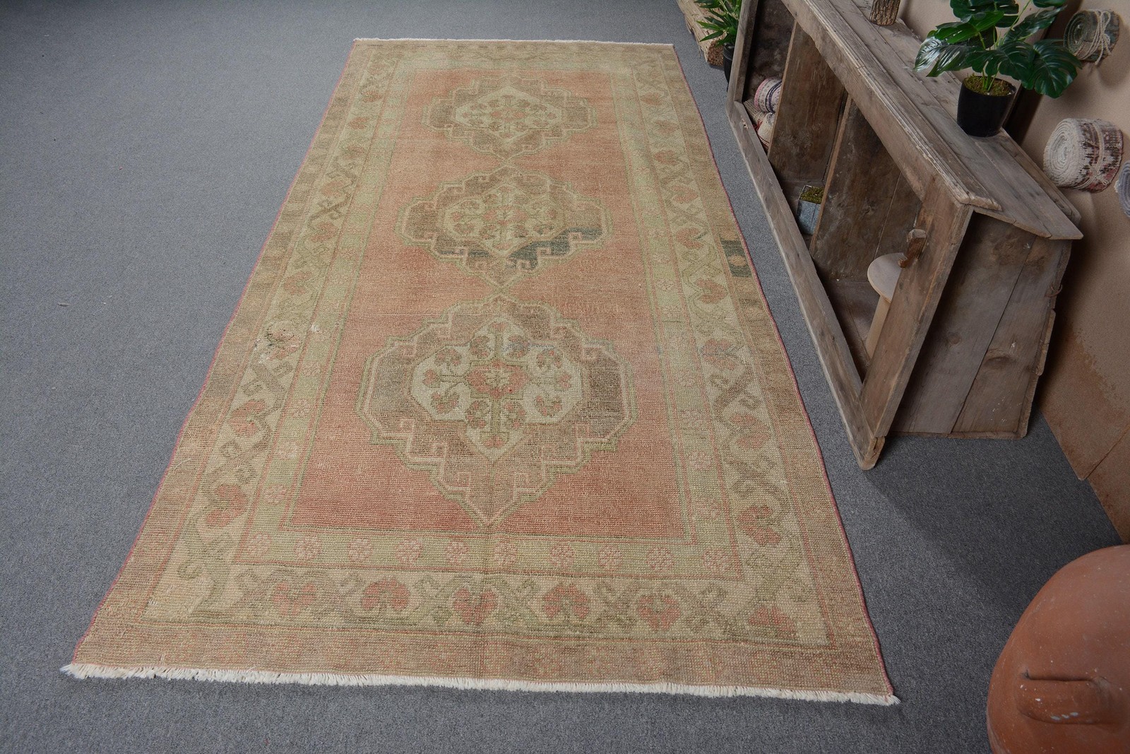 4,4×9,7 ft Turkish Large Rug, Vintage Brown Rug