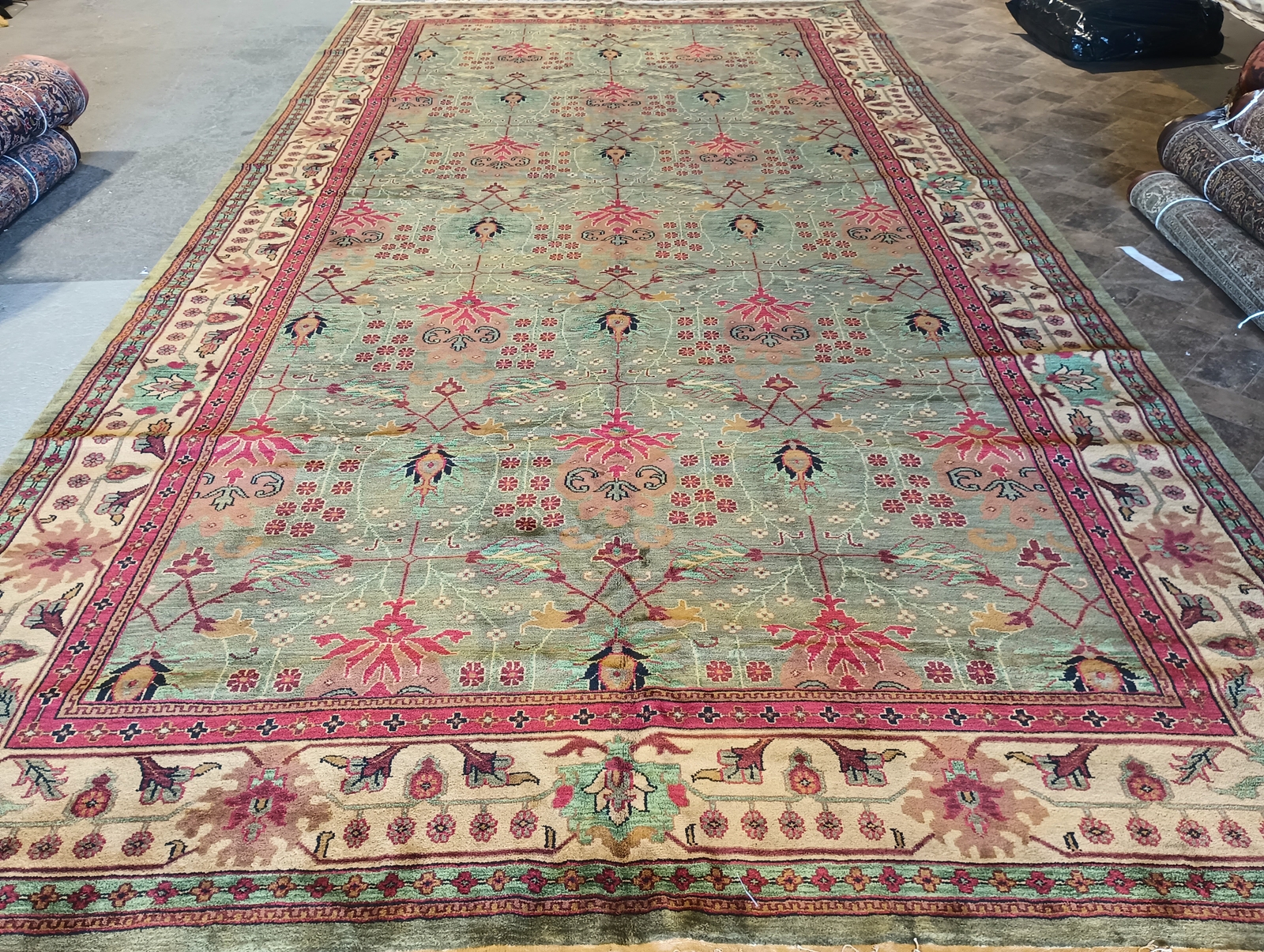 10′ x 19′ NEW Hand-knotted Mahaal Rug GREEN #F-5947
