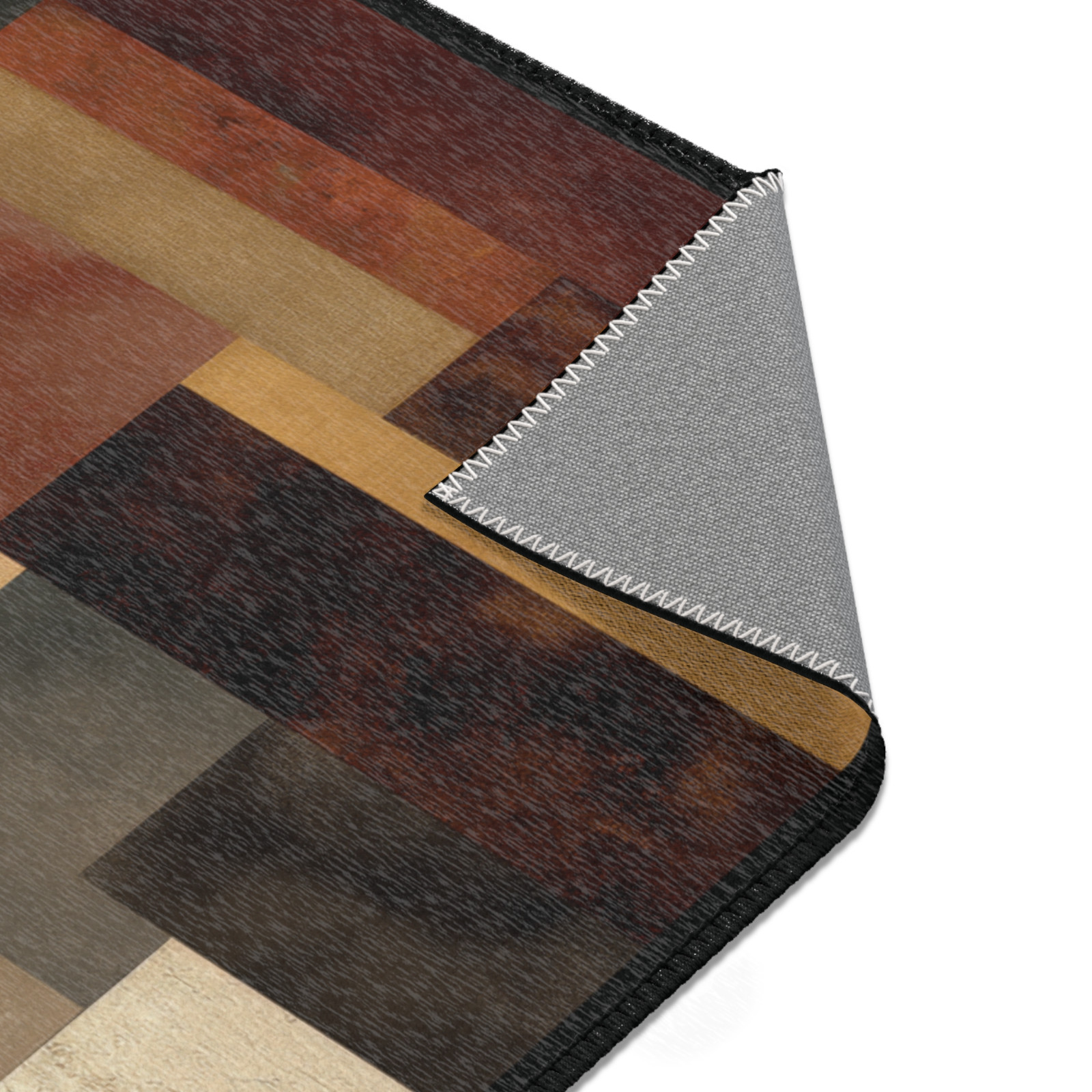 Mid Century Modern Area Rug, Abstract Geometric Color Block Carpet, Earth Tone
