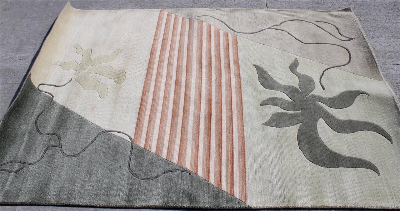 RSG4595 GORGEOUS CONTEMPORARY TIBETAN WOOLEN RUG 4.7′ X 6.7′ HANDMADE IN NEPAL