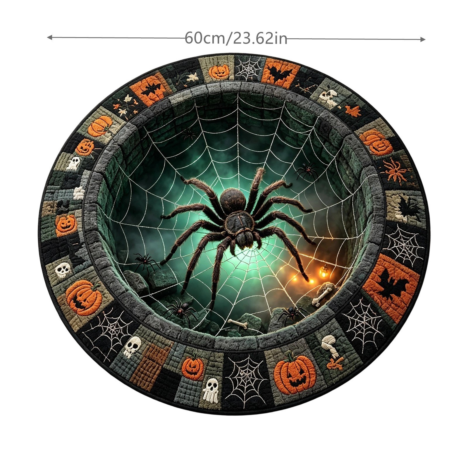 3D Halloween Optical Illusion Rug,Halloweens Quilted Round Rugs ,Soft,60×60cm