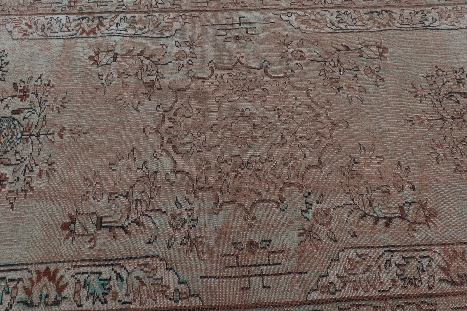 Turkish Large Rug 5,4×8 ft, Brown Blue Oriental Rug Wool