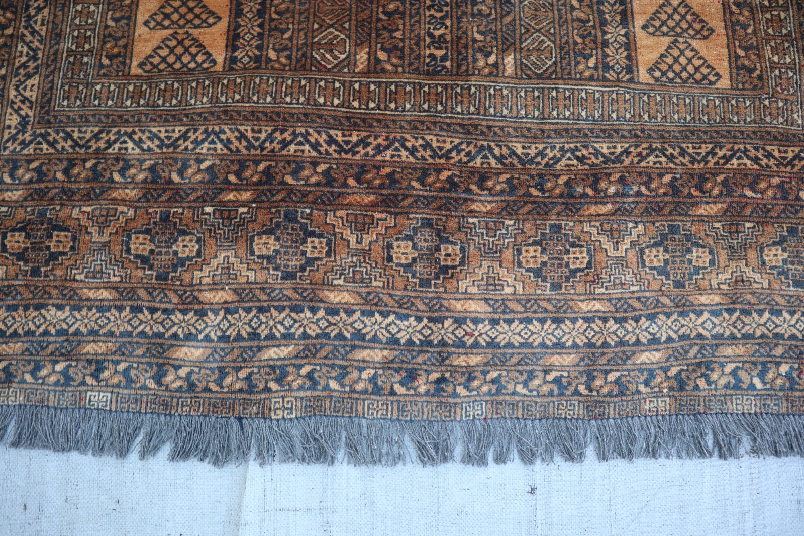 Turkman Parda Rug 5’0x7’4 ft Vintage Rust Red Afghan Handmade Bukhara Tribal Rug