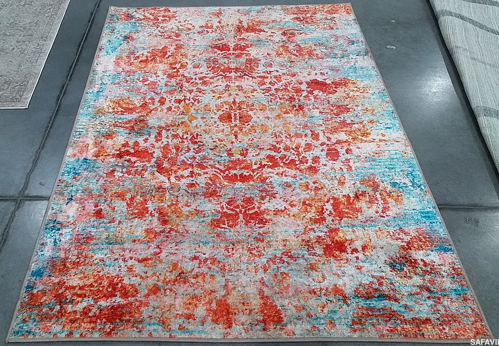 LIGHT BLUE / RED 4′-4″ x 6′-0″ Flaw in Rug, Reduced Price 1172789120 BAH164J-4