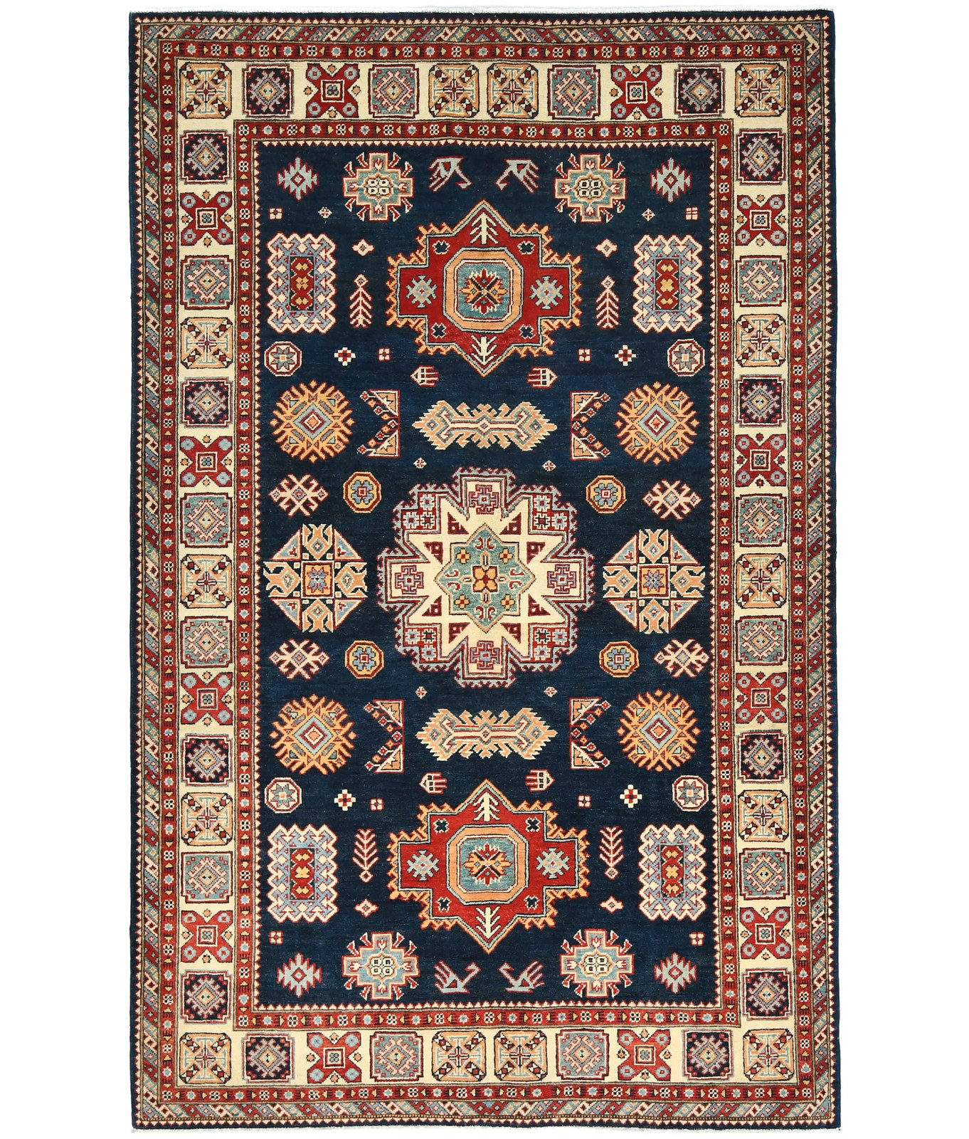 Handmade Kazak Pakistan Rug 5’9X8’11 ft Geometric Tribal Style Oriental Carpet