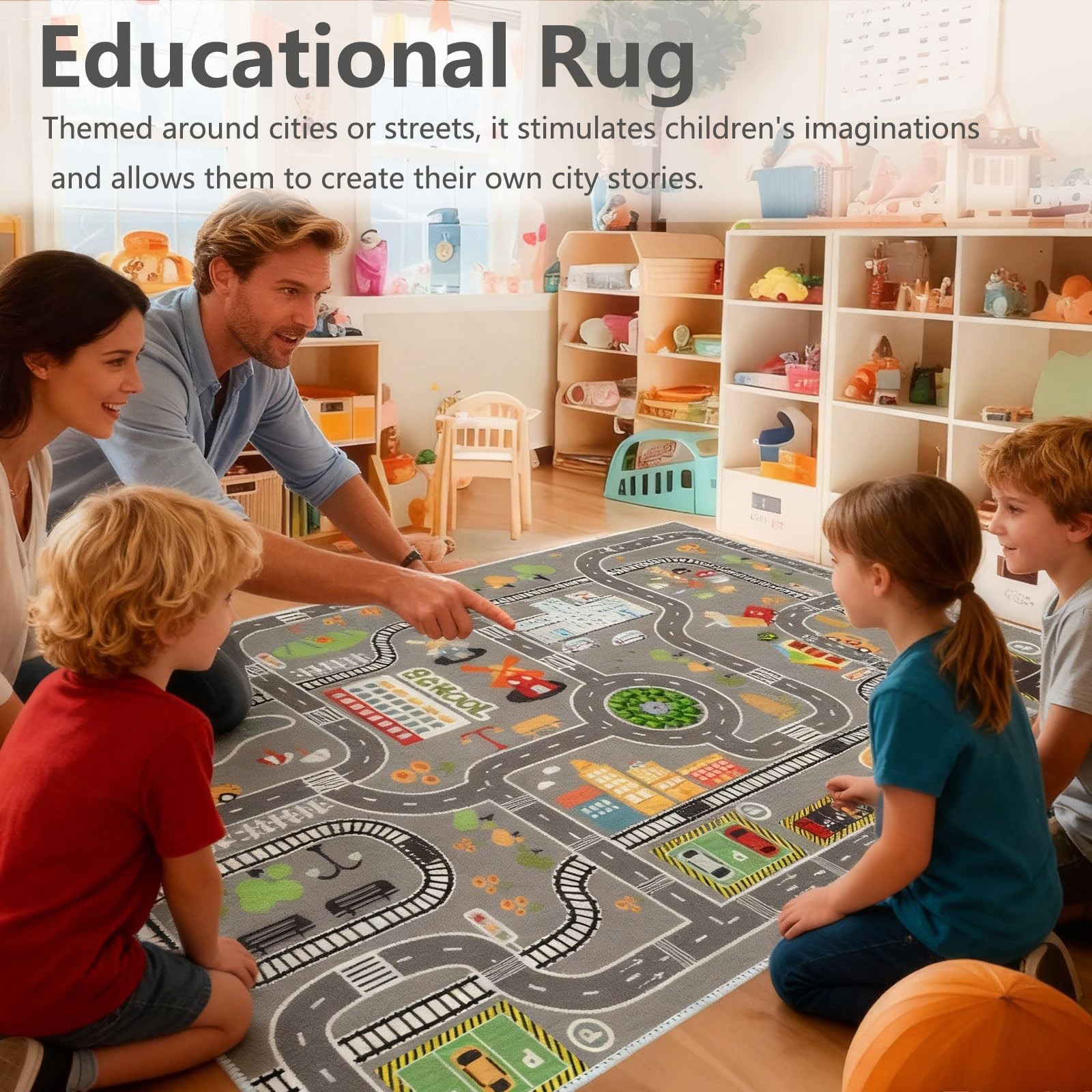 Car Rug Play Mat Road Rug,Kids Carpet Playmat Rugs City Life Great for Playin…
