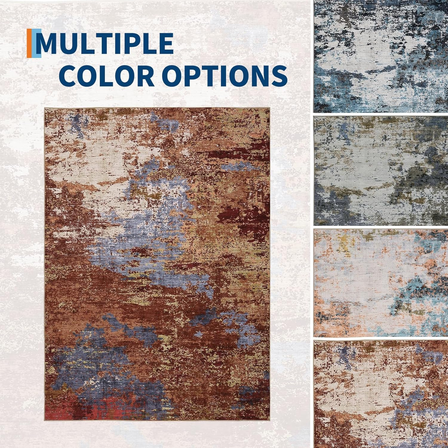 Abstract Living Room Rug 8X10 Ultra-Soft Contemporary Carpet, Large Non-Shedding