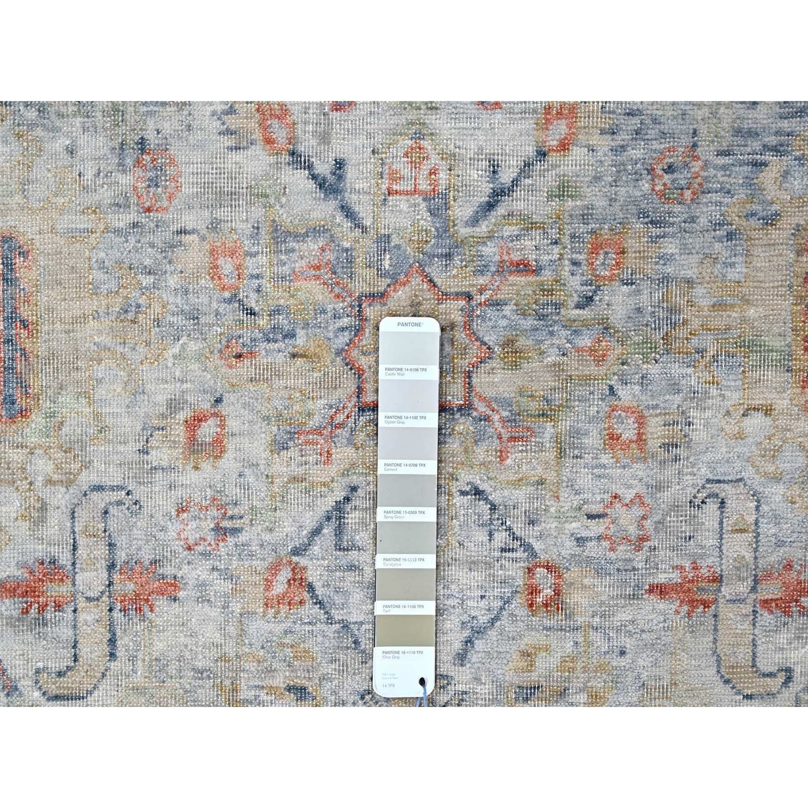 8’10″x11’9″ Gray Antiqued Ziegler Mahal Design Pure Wool Hand Knotted Rug R10165