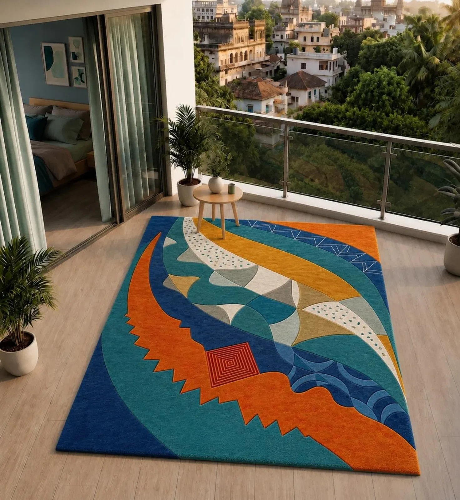 Hand-Tufted Wool Rug, Luxury Abstract Geometric Modern Living Room Handmade Rug