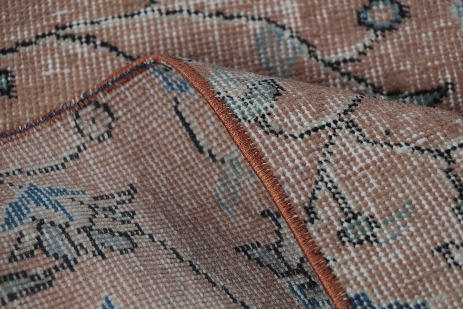 4,2×7,7 ft Turkish Rug, Vintage Area Rug, Brown Blue Oriental Rug