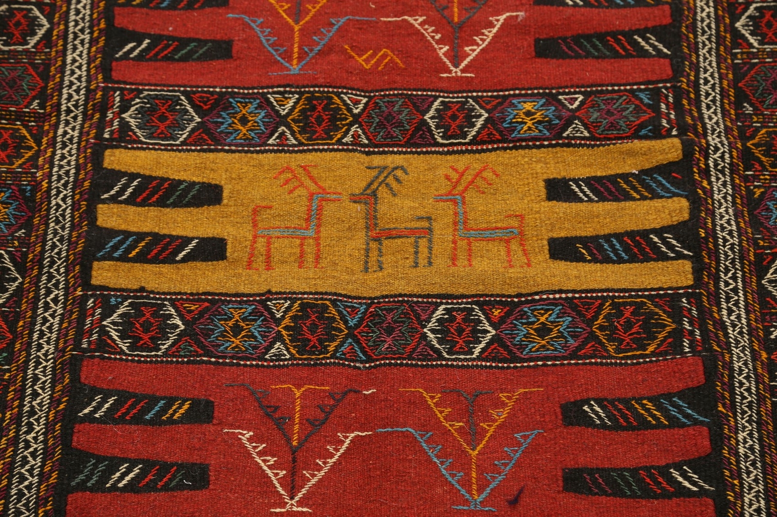 Traditional Tribal Sumak Kilim Geometric Oriental Area Rug Wool Hand-woven 3’x6′