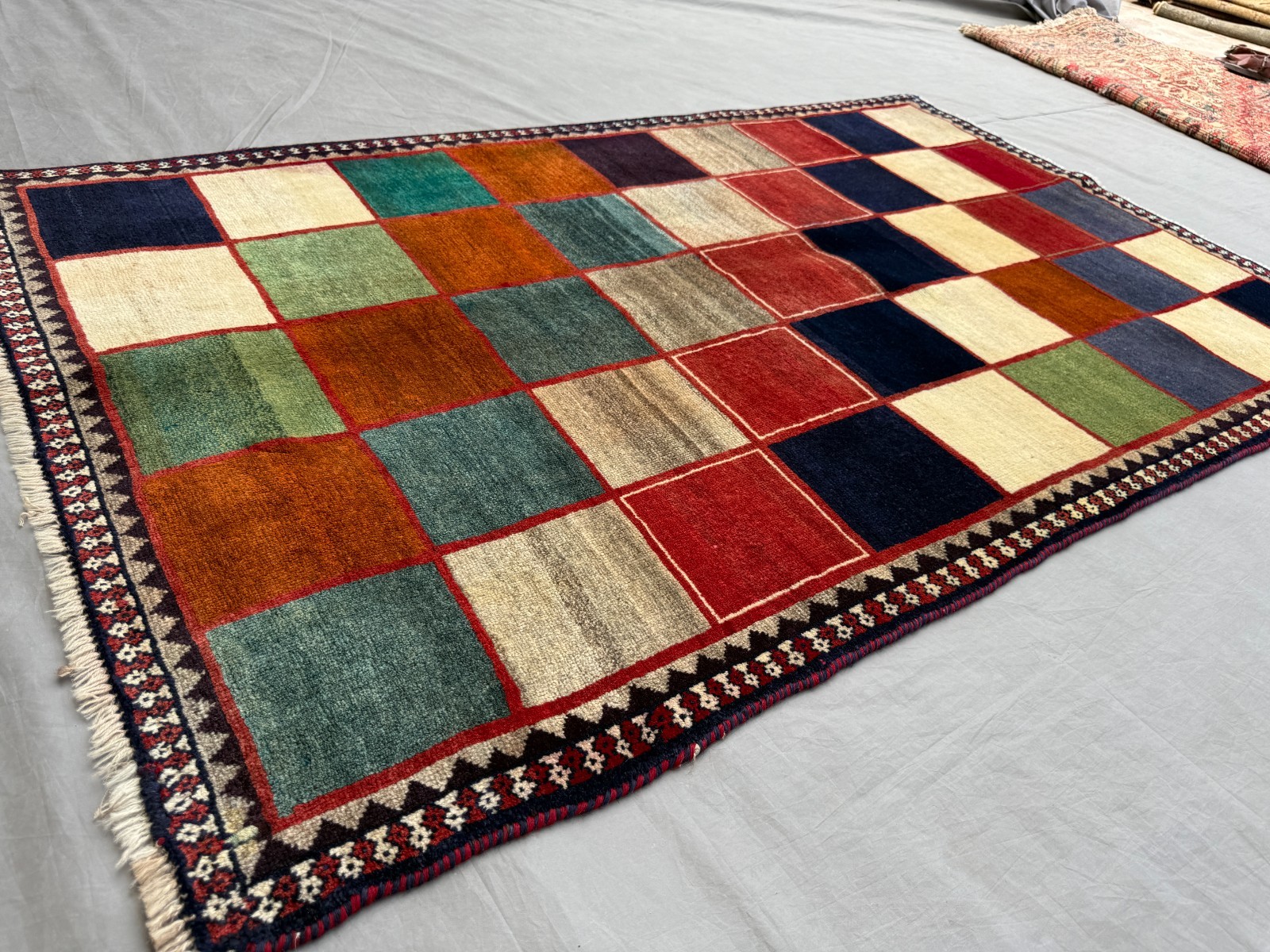 3×6 Afghan Gabbeh Patchwork Rug Handmade Wool Colorful Geometric Checkered