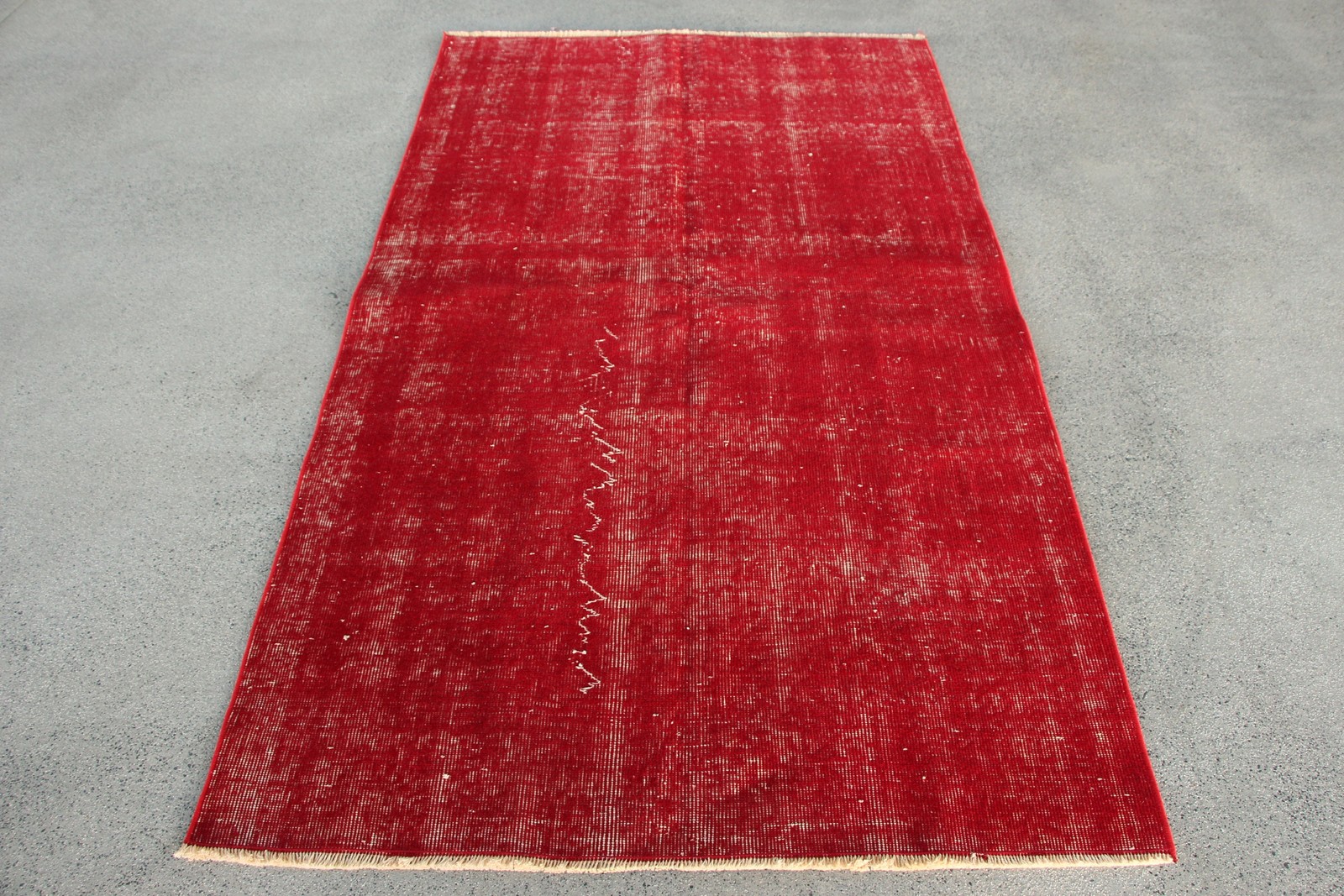 3,9×6,6 ft Vintage Rug, Turkish Area Rug, Red White Polka dot Wool Rug
