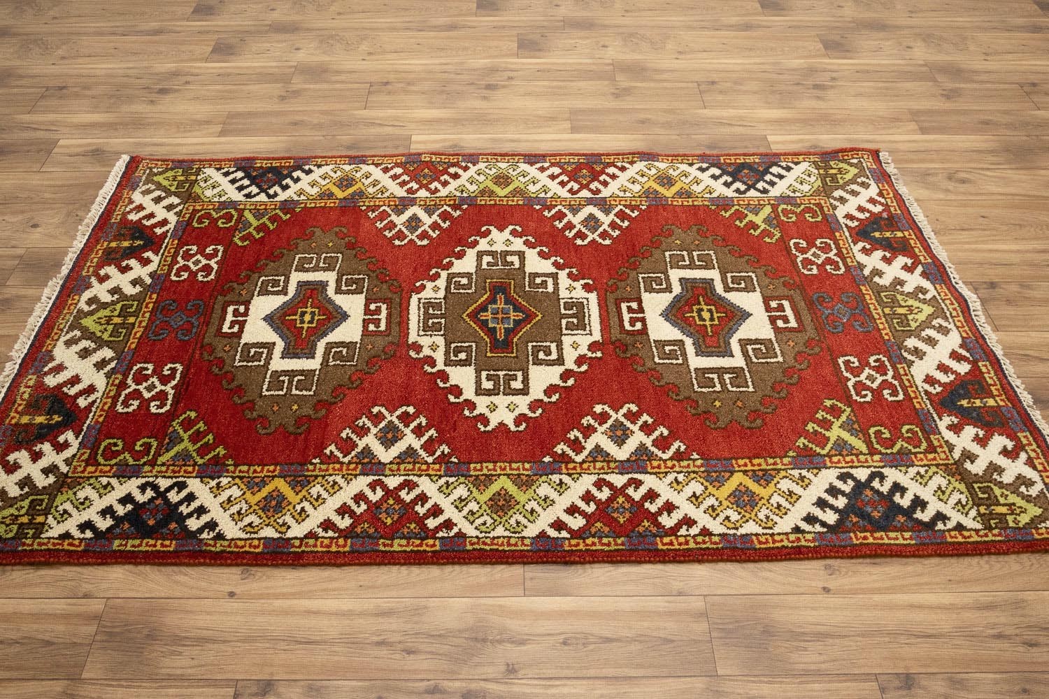 Handmade Kazak Oriental Rug Geometric Tribal Style Wool Carpet Pakistan 4×6 Ft