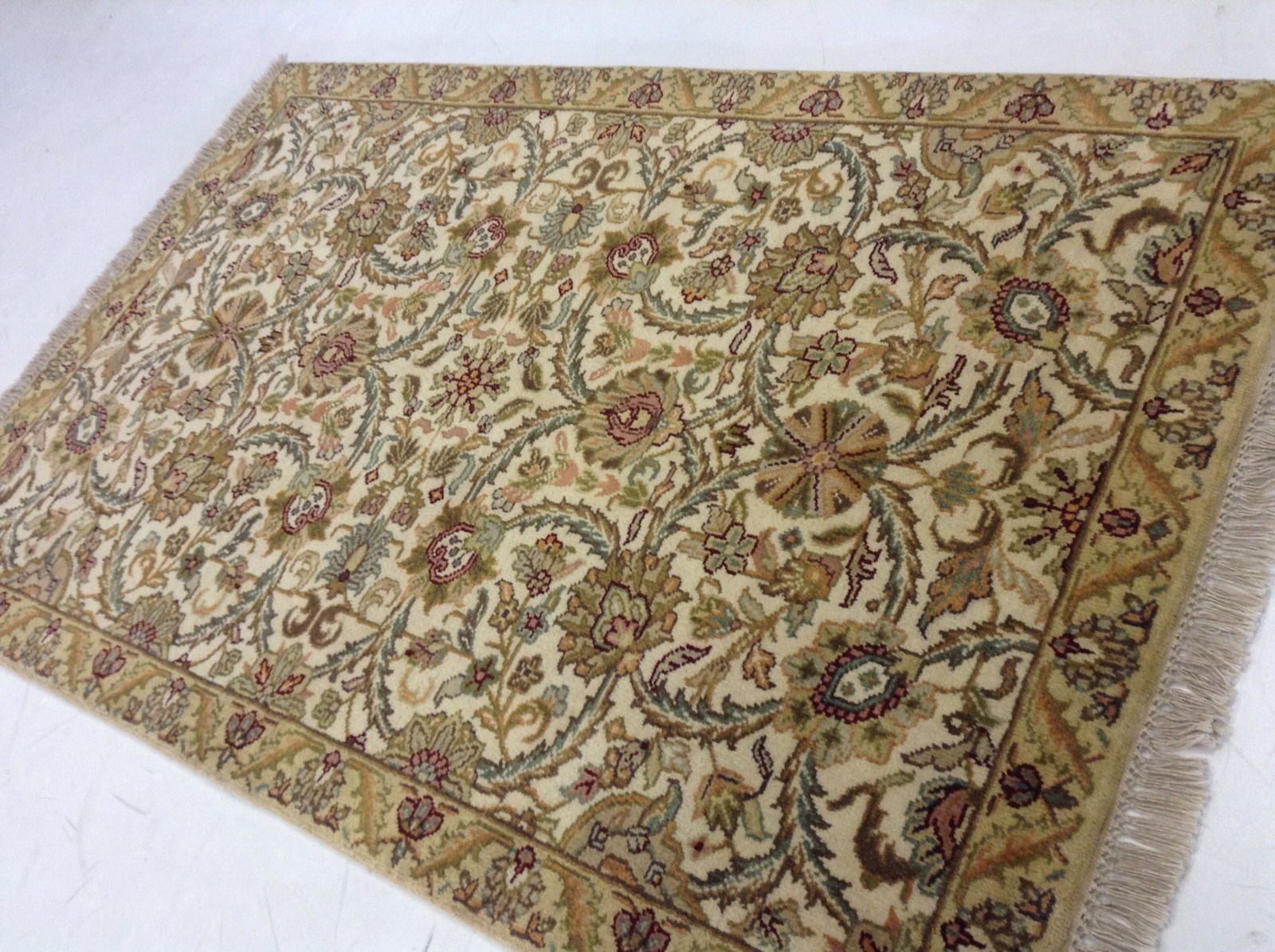 4′.0″ X 6′.0″ Gold Red Floral Fine Agra Oriental Area Rug Hand Knotted Wool