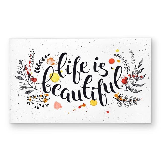 3×5 ft. Life Is Beautiful Orange Quotes Motivational Outdoor Rectangle Area Rug
