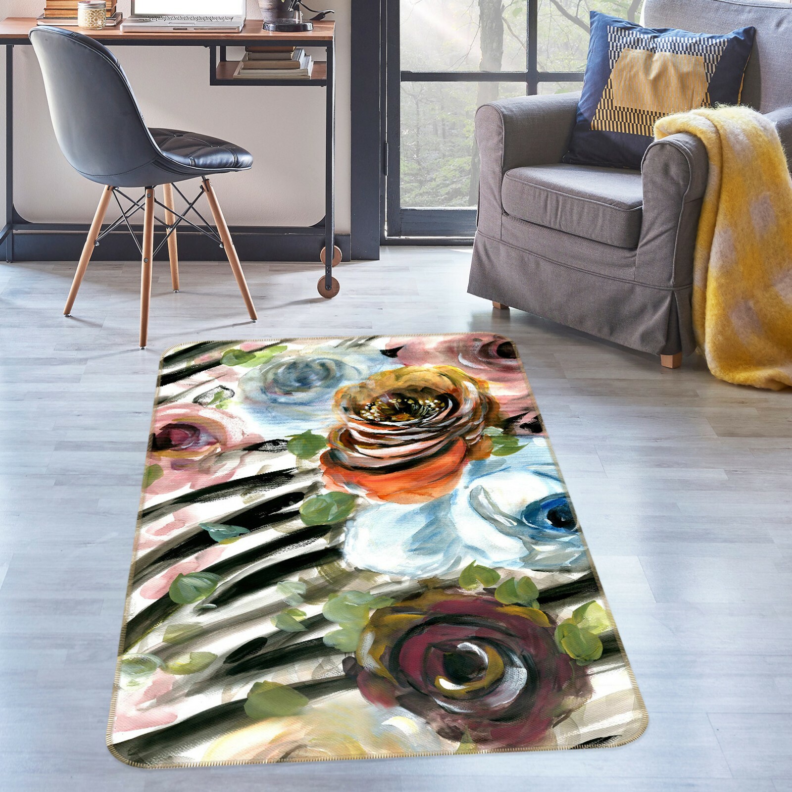 3D Flower Oil Painting ZHUA4284 Game Non Slip Rug Mat Photo Carpet Zoe