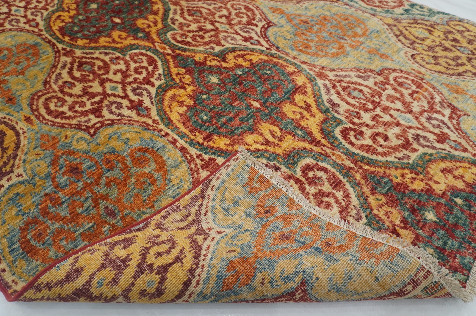 5×7 ft Multicolor Ikat Afghan Hand Knotted Wool Area Rug 4’5″x6’7″