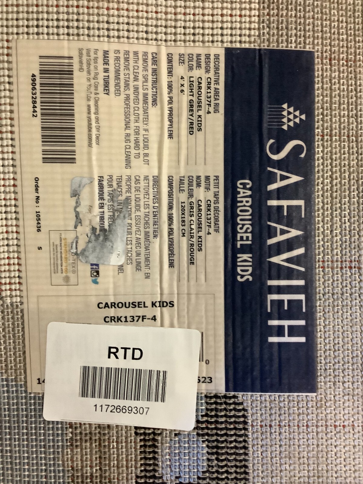 LIGHT GREY / RED 4′-0″ x 6′-0″ Back Stain Rug Reduced Price 1172669307 CRK137F-4
