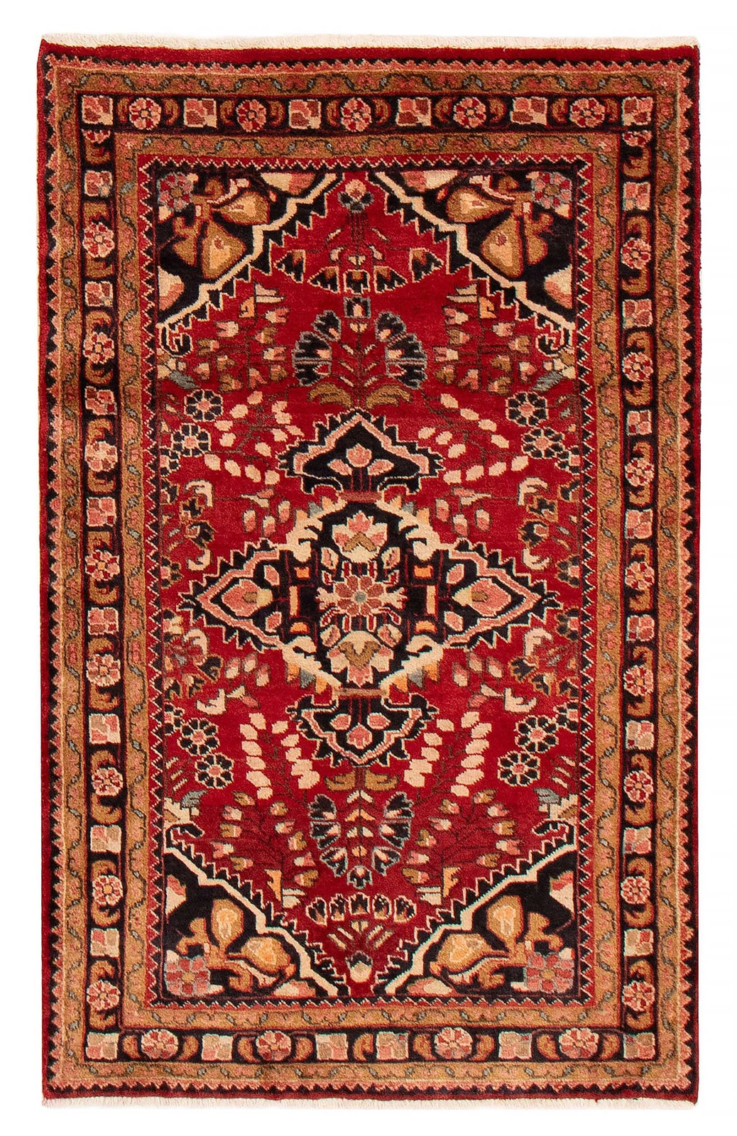 Vintage Hand-Knotted Area Rug 3’4″ x 5’5″ Traditional Wool Carpet