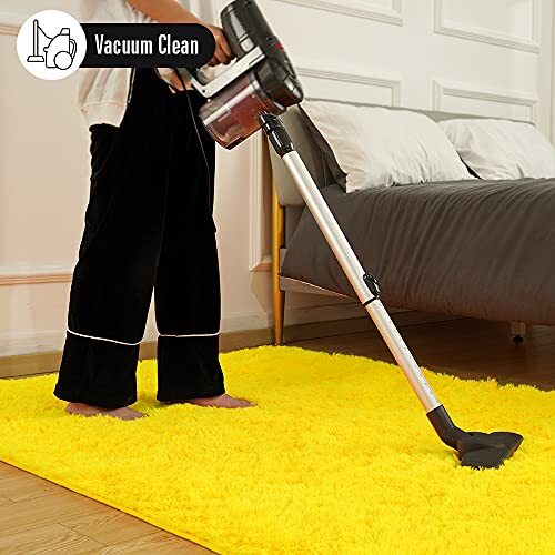 Premium Soft Fluffy Rug Modern Shag Carpet, High Pile, Solid 4×5.3 Feet Yellow