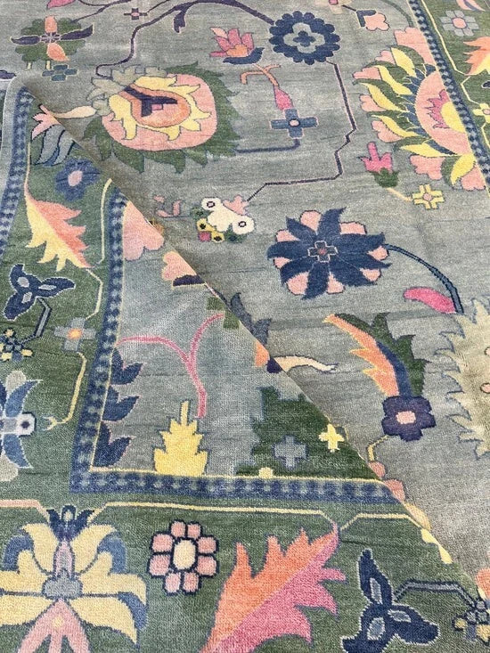 Transitional Floral Oushak Hand Knotted Turkish Wool Area Rug 8×11 9×12 10×14 ft