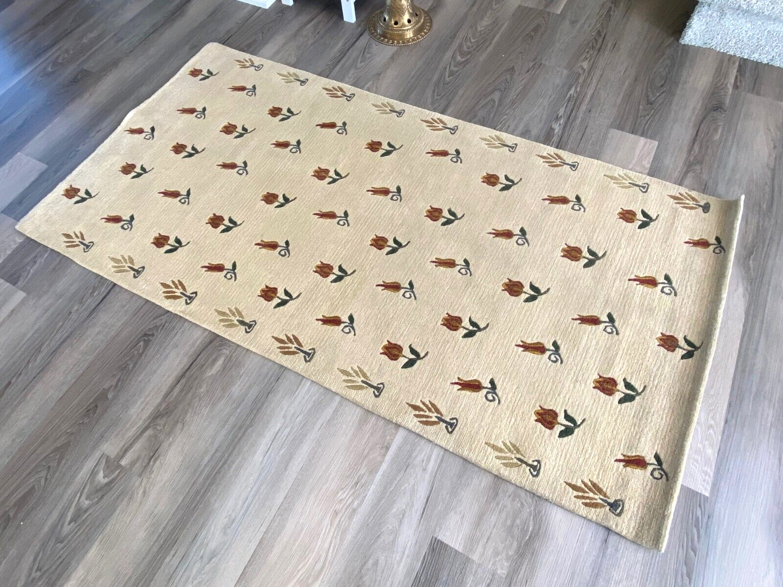 ER14 BEAUTIFUL FLORAL HAND CRAFTED TIBETAN MEDITATION RUG 3′ X 6′ MADE IN NEPAL