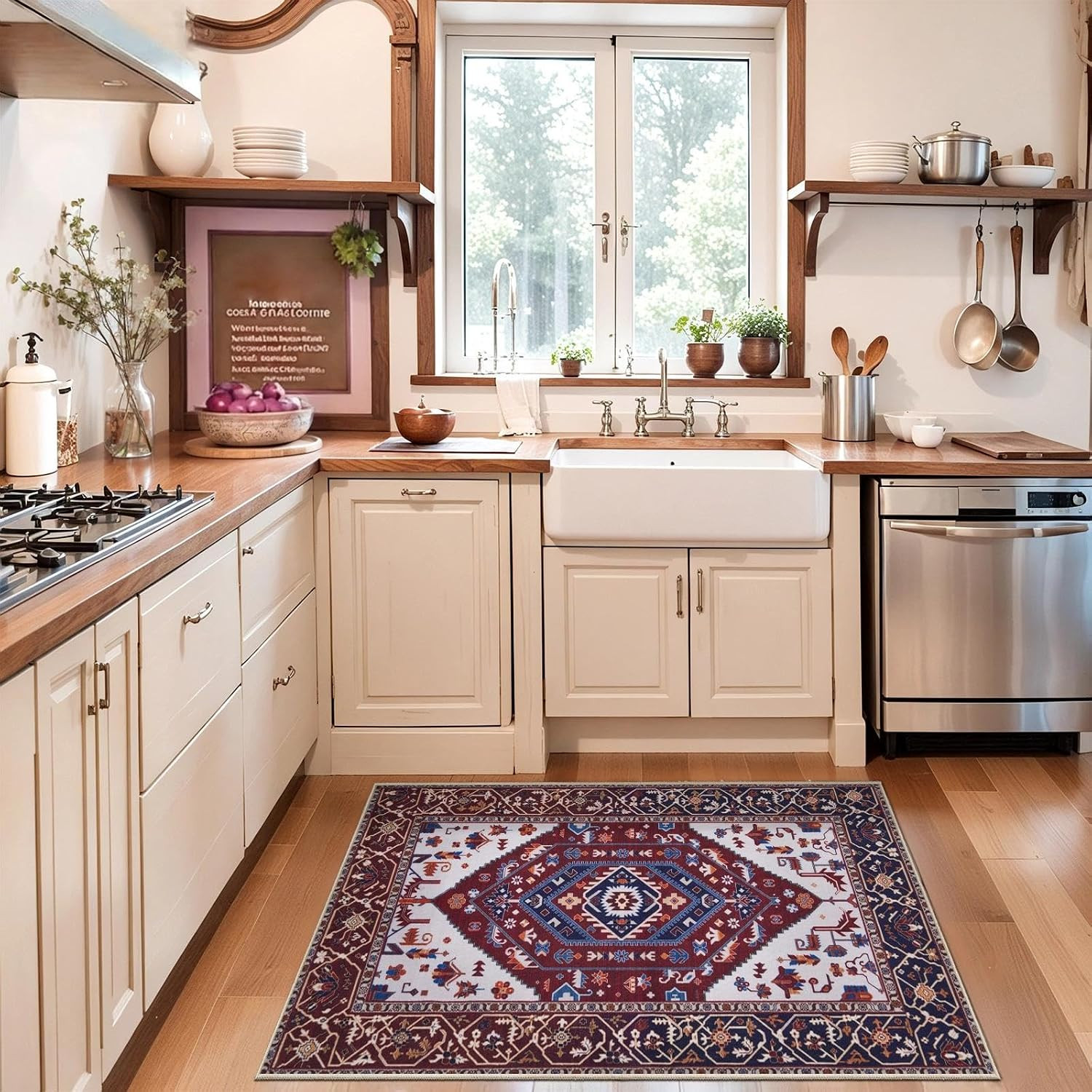 SERISSA Boho Rugs for Entryway, 2×3 Washable Non-Slip Rug Small Area Rug, Ultra