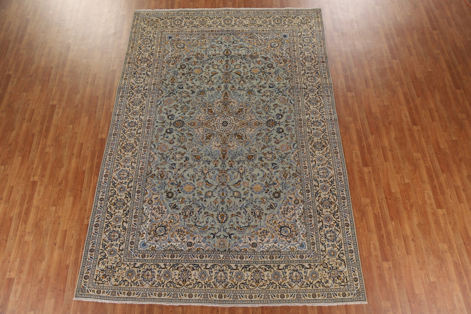Sage Green Room Size Rug 9×13 Medallion Hand-made Wool Classic Vintage Carpet