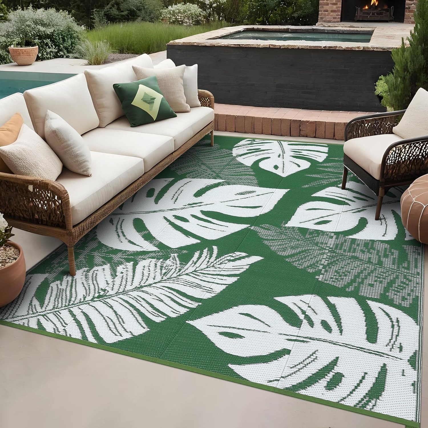 Outdoor Rug 8×10 9×12 9×18 Plastic Straw Rug Patio Rug RV Camping Mat Waterproof