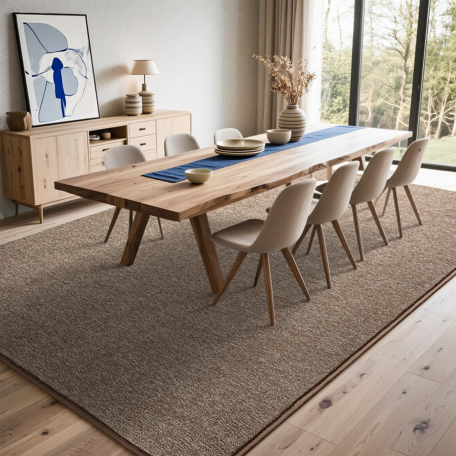 Soft Area Rug for Living Room Bedroom, 5×7 Brown Rug Memory Foam Carpets, Was…