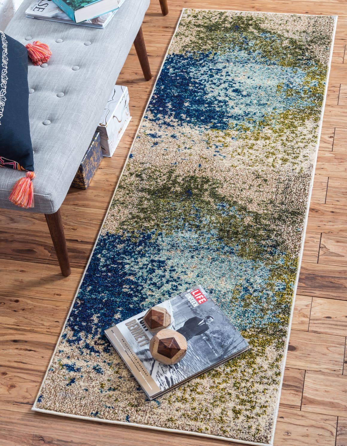 Estrella Collection Abstract, Modern, Light Colors, Distressed Area Rug, 2 ft…